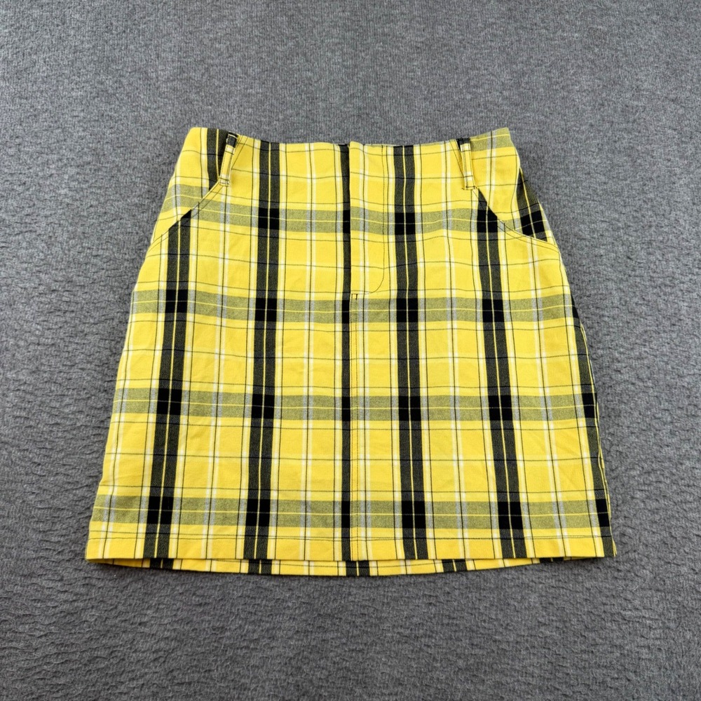 Hollister Plaid Mini Skirt Women's XS Yellow Ultra High Rise Checkered A-Line